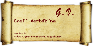 Greff Verbéna névjegykártya
